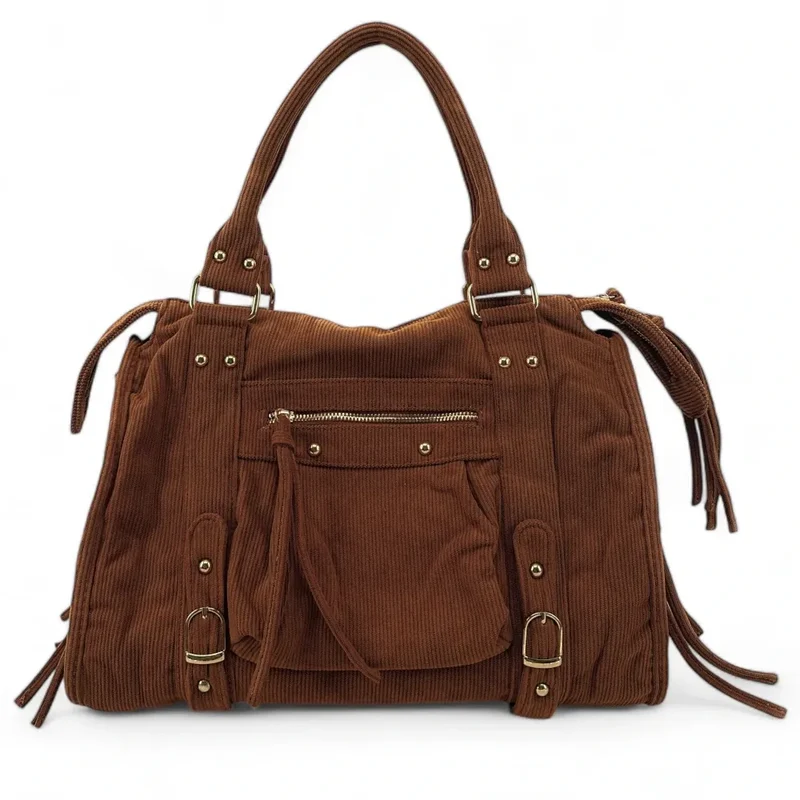 Sac à main en velours côtelé VELVET STORM Chocolat