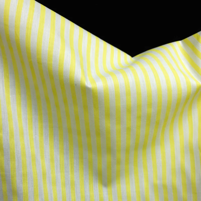 Coton pour Chemises | Rayures Citron et Blanches