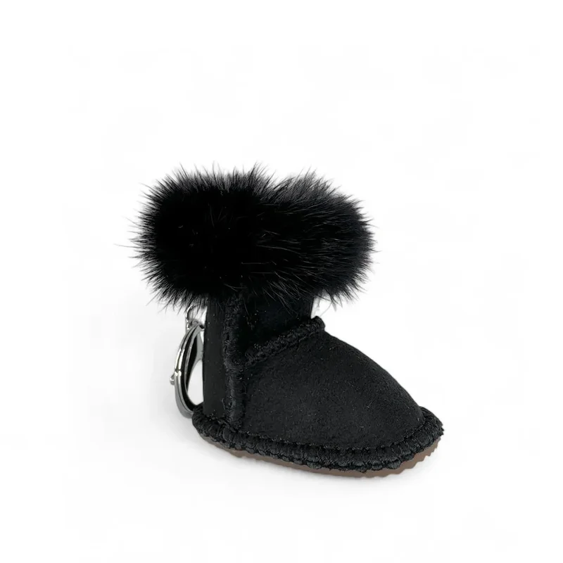 Porte-clés en daim FLY ME TO THE MOON Noir