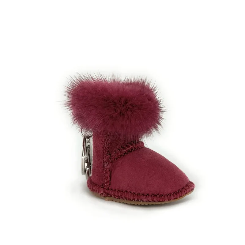 Porte-clés en daim FLY ME TO THE MOON Framboise