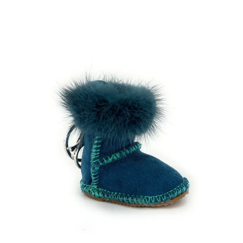 Porte-clés en daim FLY ME TO THE MOON Bleu vert canard