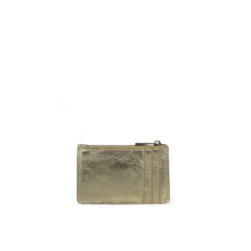 Porte-monnaie porte-cartes en cuir irisé EKKO Or pâle