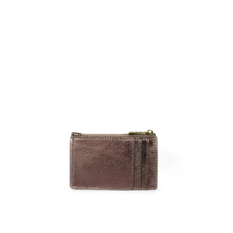 Porte-monnaie porte-cartes en cuir irisé EKKO Marron chocolat