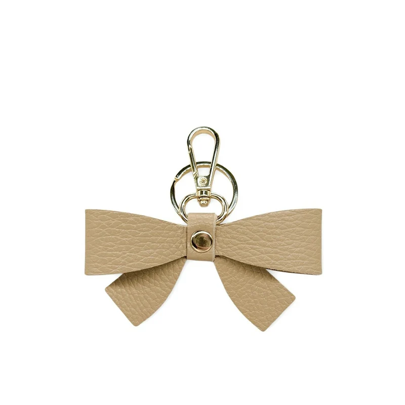 Porte-clés en cuir grainé FARFALA Taupe