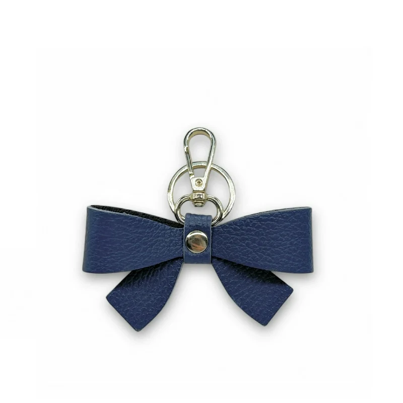 Porte-clés en cuir grainé FARFALA Bleu marine