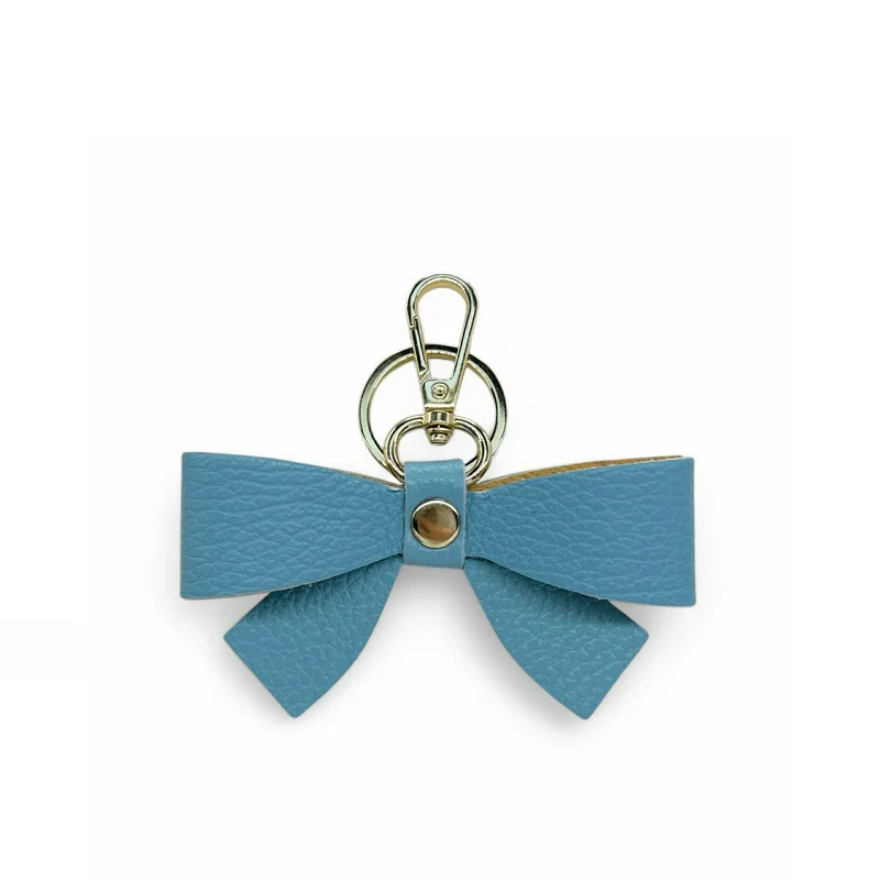 Porte-clés en cuir grainé FARFALA Bleu des mers du sud