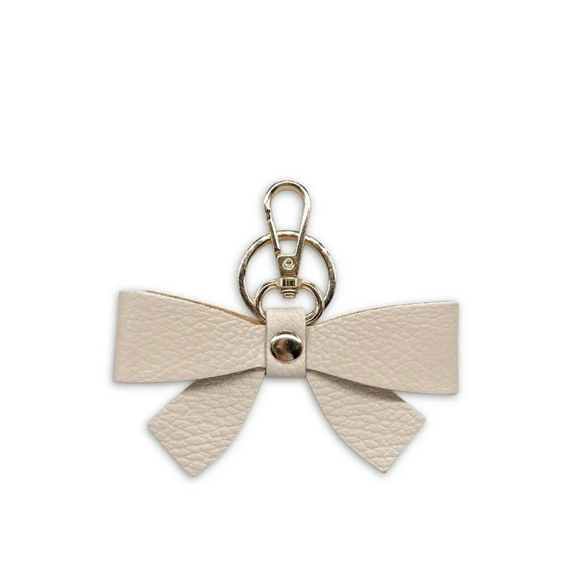 Porte-clés en cuir grainé FARFALA Beige crème