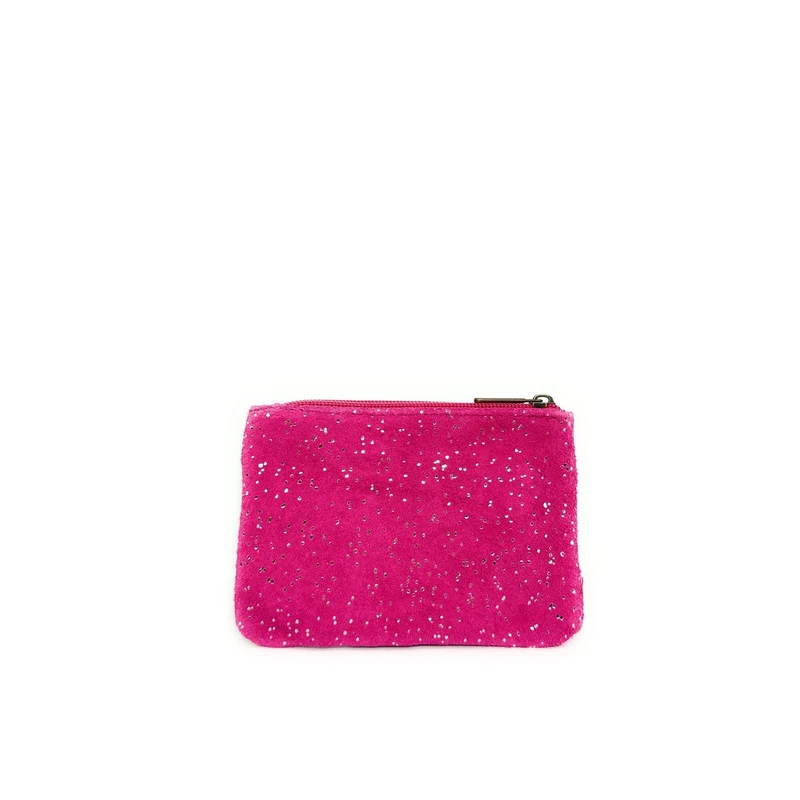 Pochette en daim à paillettes GLITTER PURSE Rose fuchsia