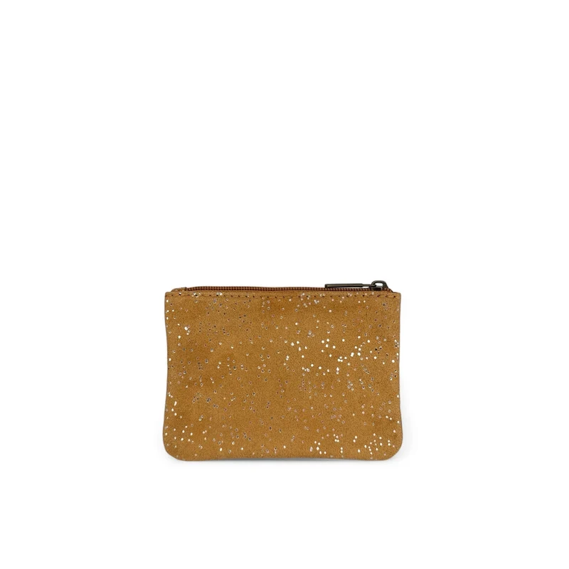 Pochette en daim à paillettes GLITTER PURSE Camel clair
