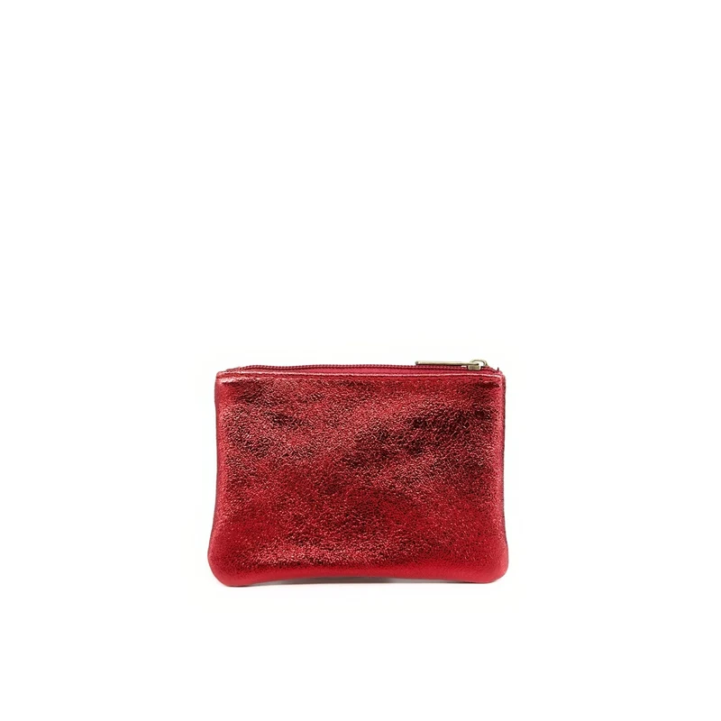 Pochette en cuir irisé GLOW PURSE Rouge irisé