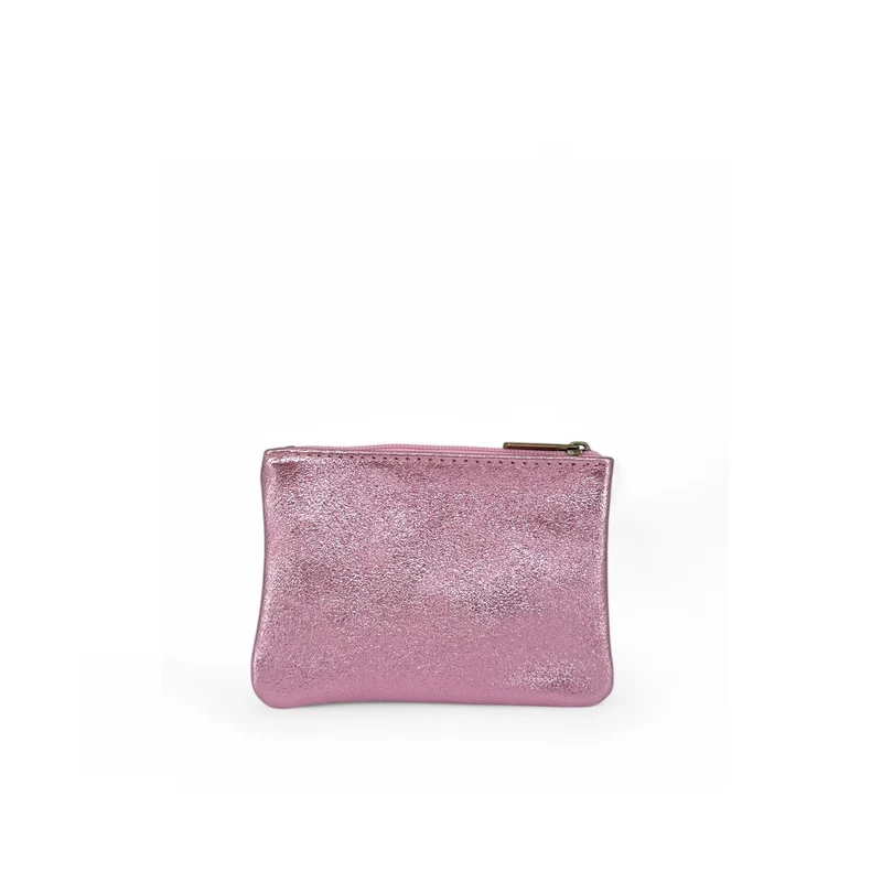 Pochette en cuir irisé GLOW PURSE Rose pâle irisé