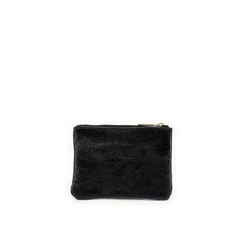 Pochette en cuir irisé GLOW PURSE Noir irisé