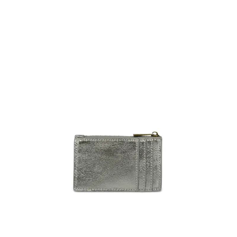 Porte-monnaie porte-cartes en cuir irisé EKKO Argent moyen