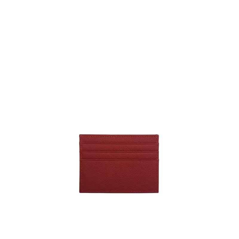 Porte-cartes en cuir grainé NOAH Rouge foncé