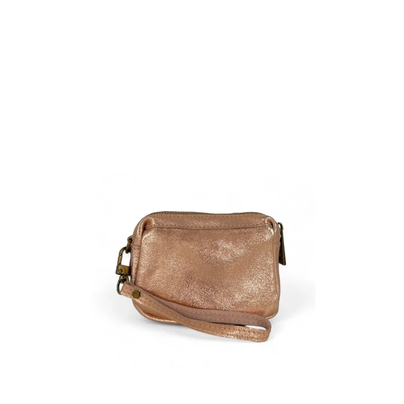 Porte-monnaie avec dragonne en cuir irisé CATCHY Rose gold