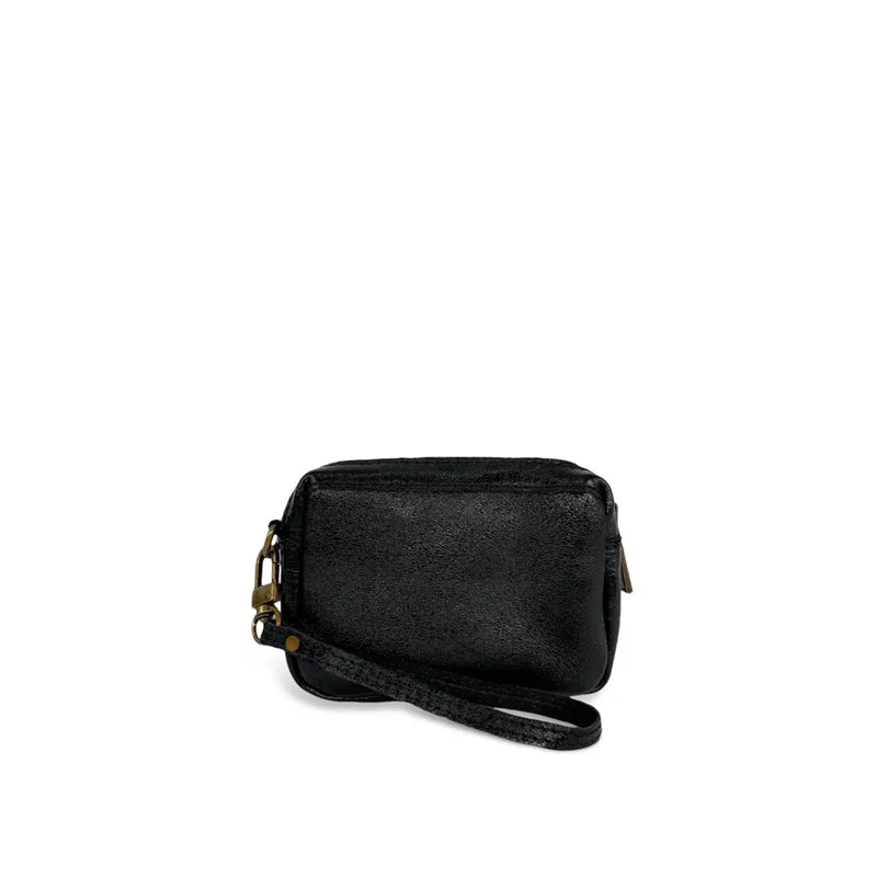 Porte-monnaie avec dragonne en cuir irisé CATCHY Noir irisé
