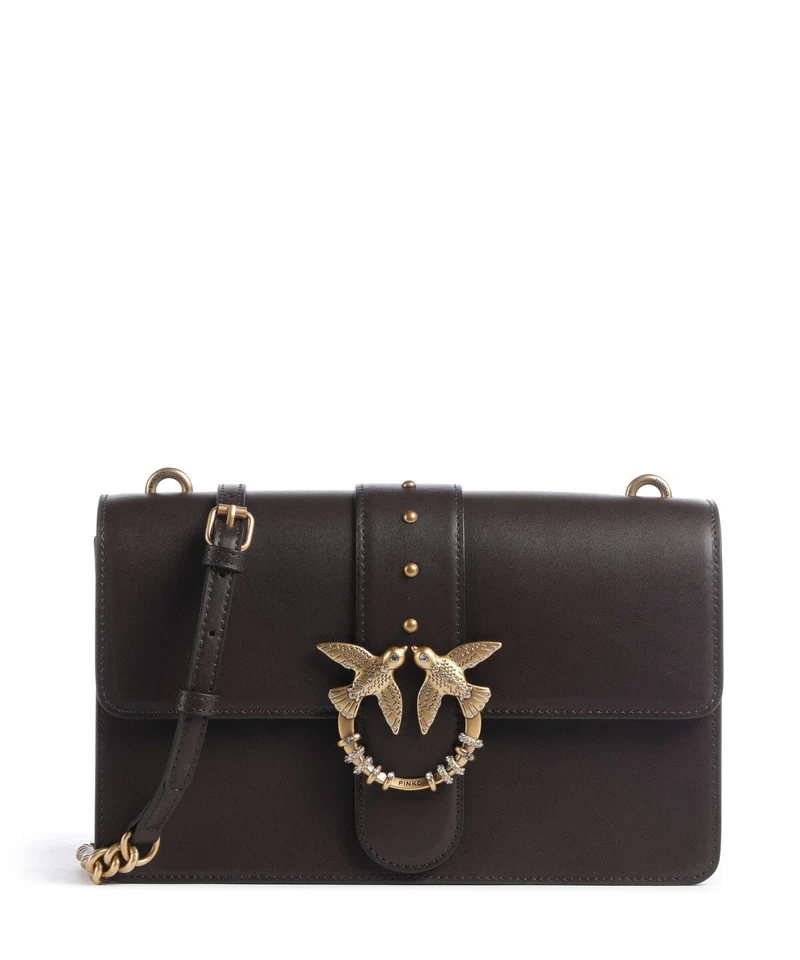 Pinko Love One Classic New Buckle Sac bandoulière marrone marasca/antique gold