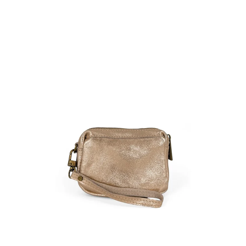 Porte-monnaie avec dragonne en cuir irisé CATCHY Champagne irisé