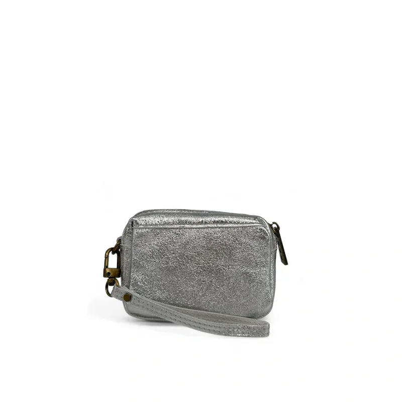 Porte-monnaie avec dragonne en cuir irisé CATCHY Argent moyen