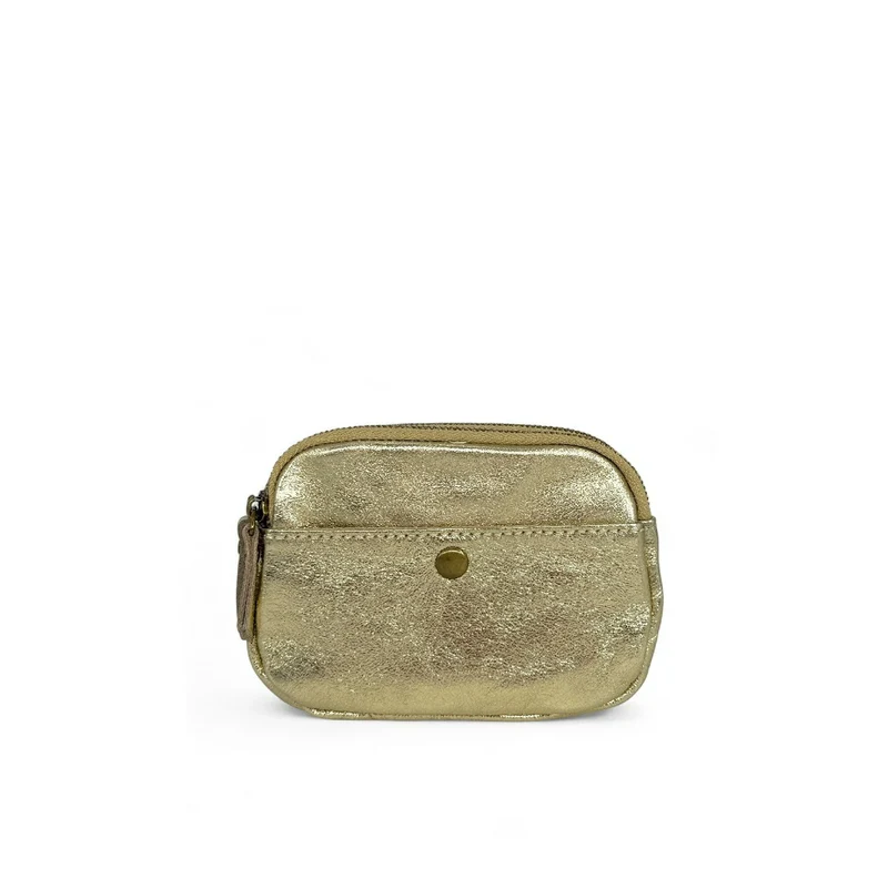 Pochette porte-monnaie en cuir irisé ZIPPY Or pâle