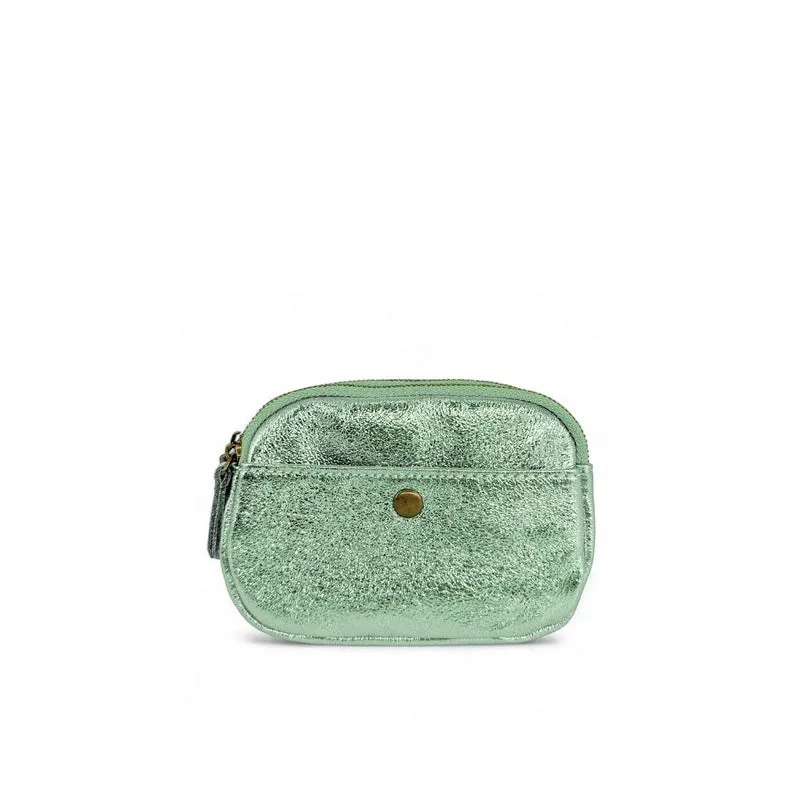 Pochette porte-monnaie en cuir irisé ZIPPY Vert Menthe givrée