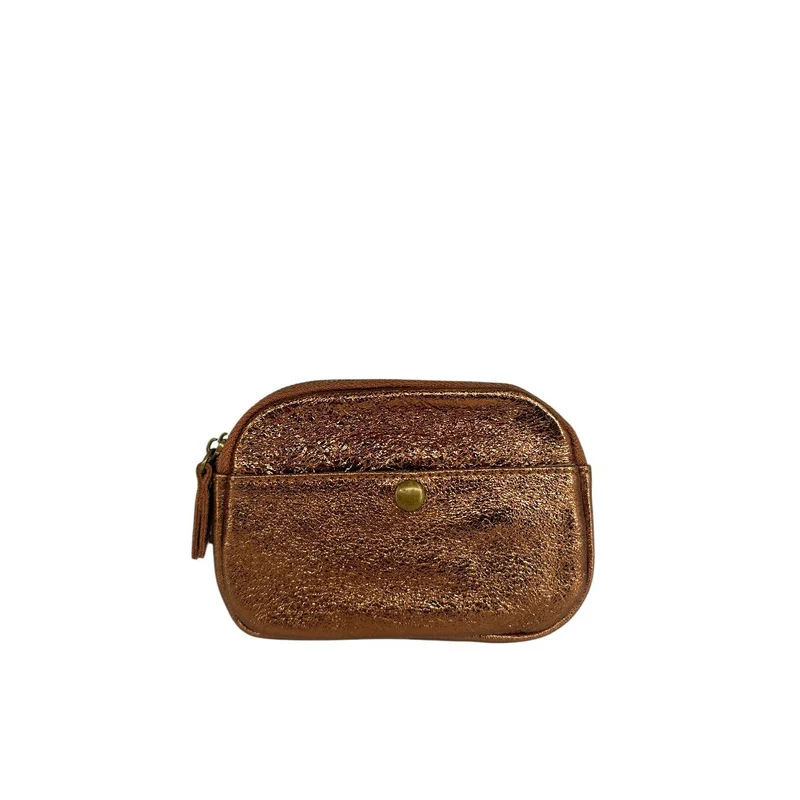 Pochette porte-monnaie en cuir irisé ZIPPY Marron Bronze