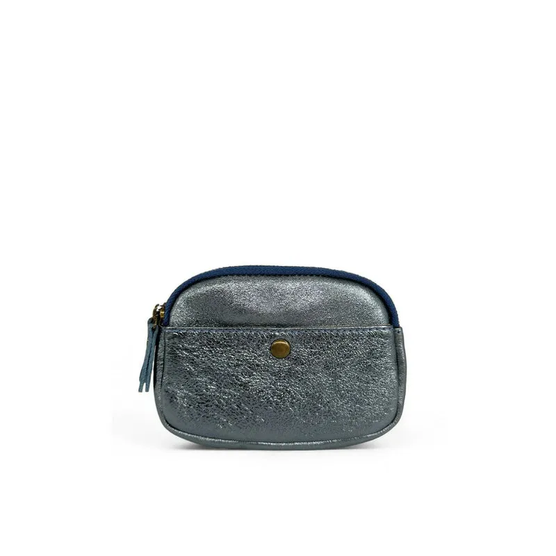Pochette porte-monnaie en cuir irisé ZIPPY Bleu céleste