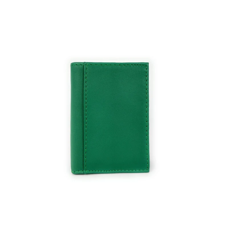 Porte-cartes en cuir lisse IMPRESSION Vert anglais