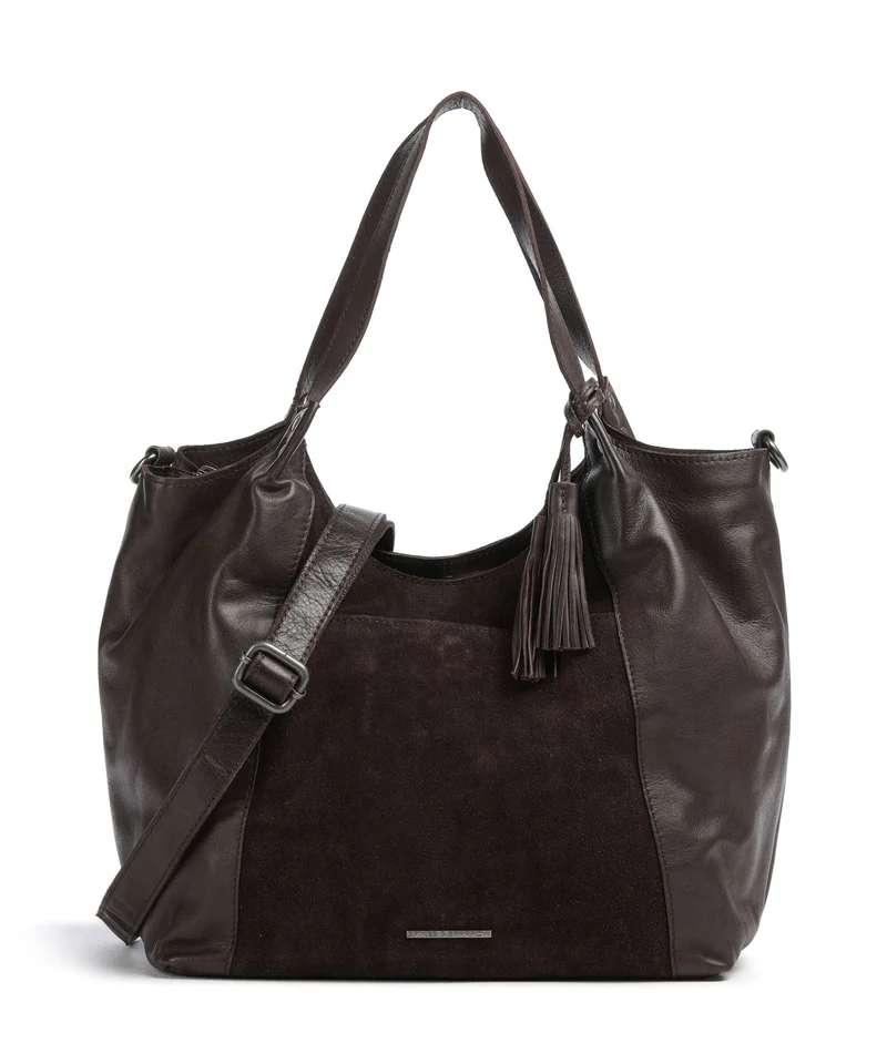 Spikes & Sparrow Suede Mix Ryana Cabas dark brown