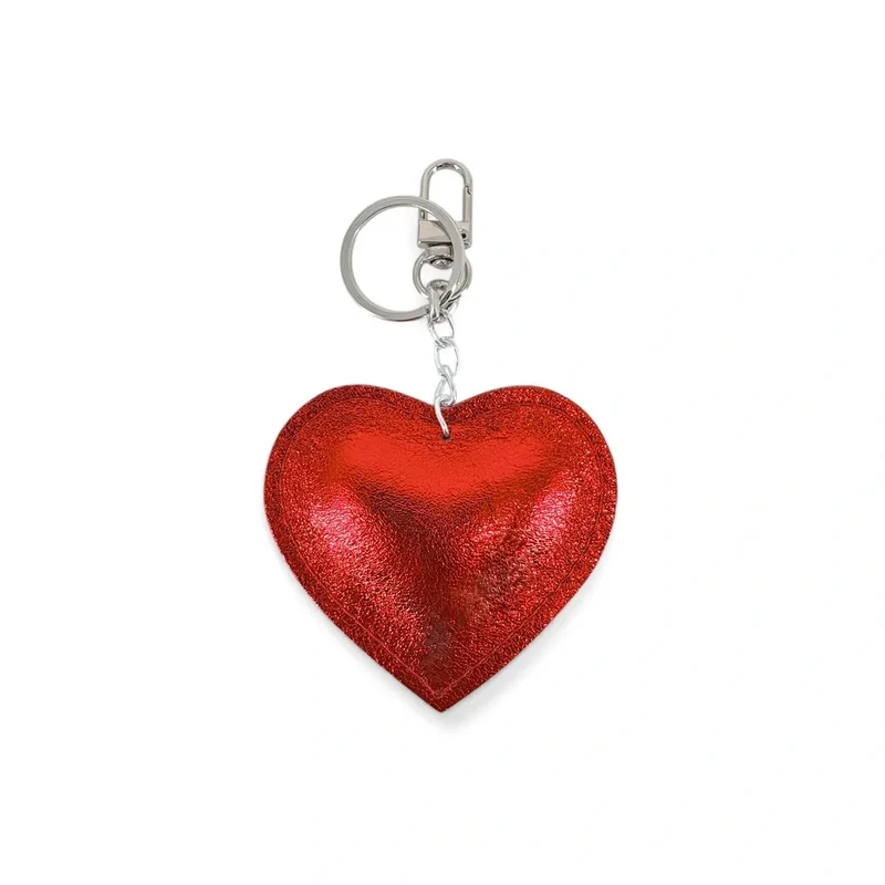 Porte-clés en cuir irisé COEUR GLOW Rouge irisé