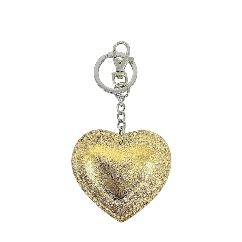 Porte-clés en cuir irisé COEUR GLOW Or pâle