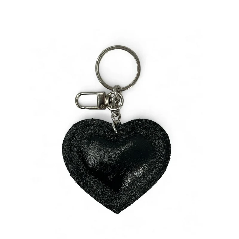 Porte-clés en cuir irisé COEUR GLOW Noir irisé
