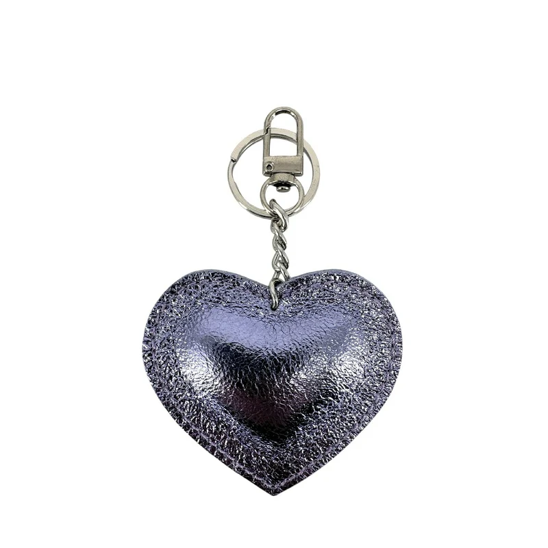 Porte-clés en cuir irisé COEUR GLOW Lilas irisé