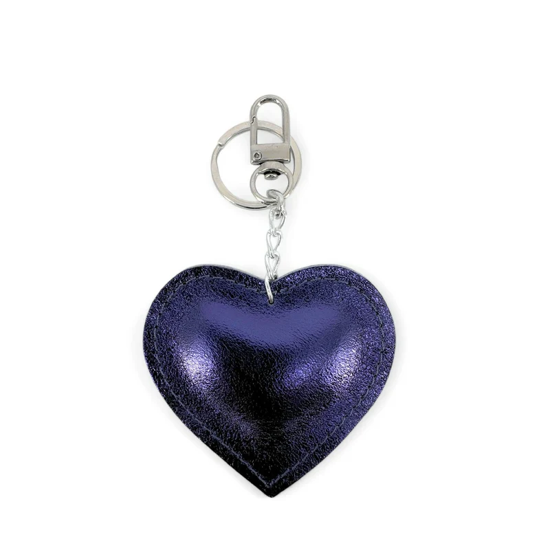 Porte-clés en cuir irisé COEUR GLOW Nuit étoilée