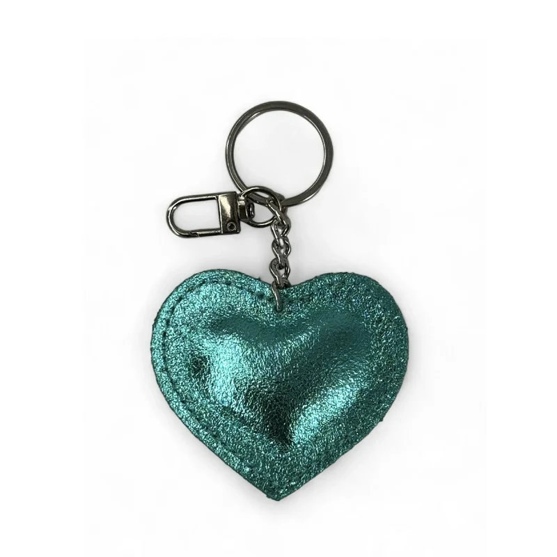 Porte-clés en cuir irisé COEUR GLOW Bleu des mers du sud