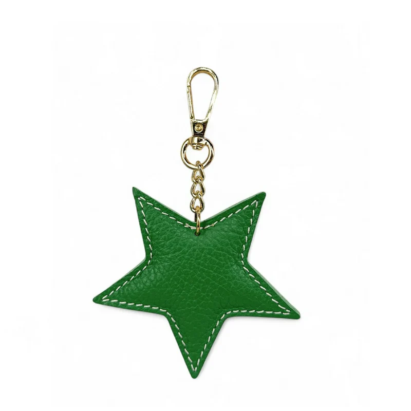 Porte-clés en cuir grainé ETOILE Vert anglais