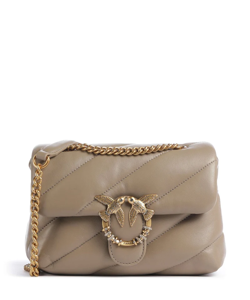 Pinko Love Puff Mini New Buckle Sac porté épaule grigio talpa/antique gold