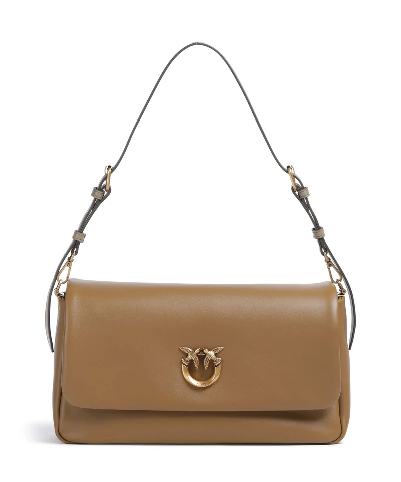 Pinko Click Soft Horizontal Sac porté épaule grigio talpa/antique gold