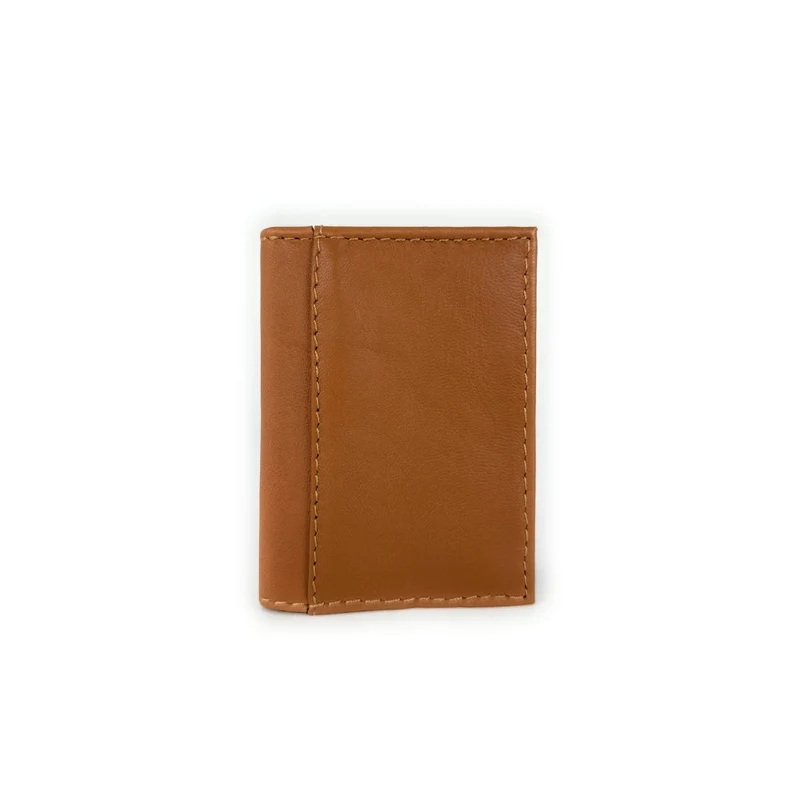 Porte-cartes en cuir lisse IMPRESSION Camel foncé