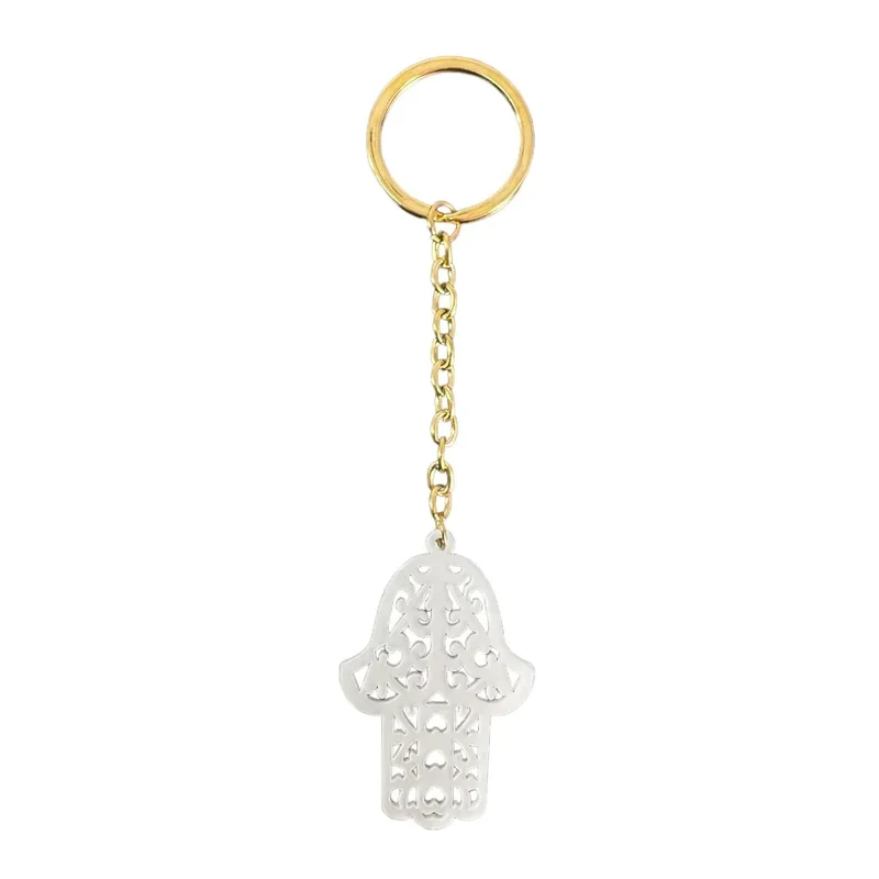 Porte-clés en métal doré et résine MAIN DE FATIMA Doré