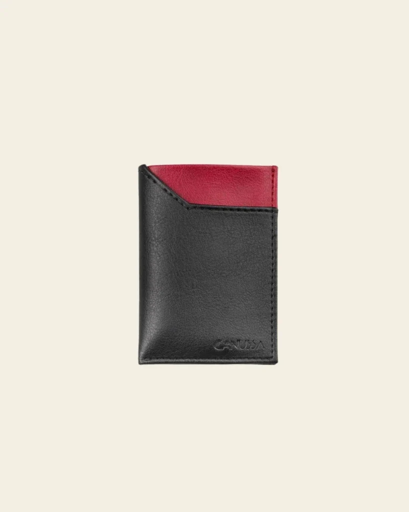 Portefeuille Vegan Élégant - Fait Main en Espagne - noir et rouge