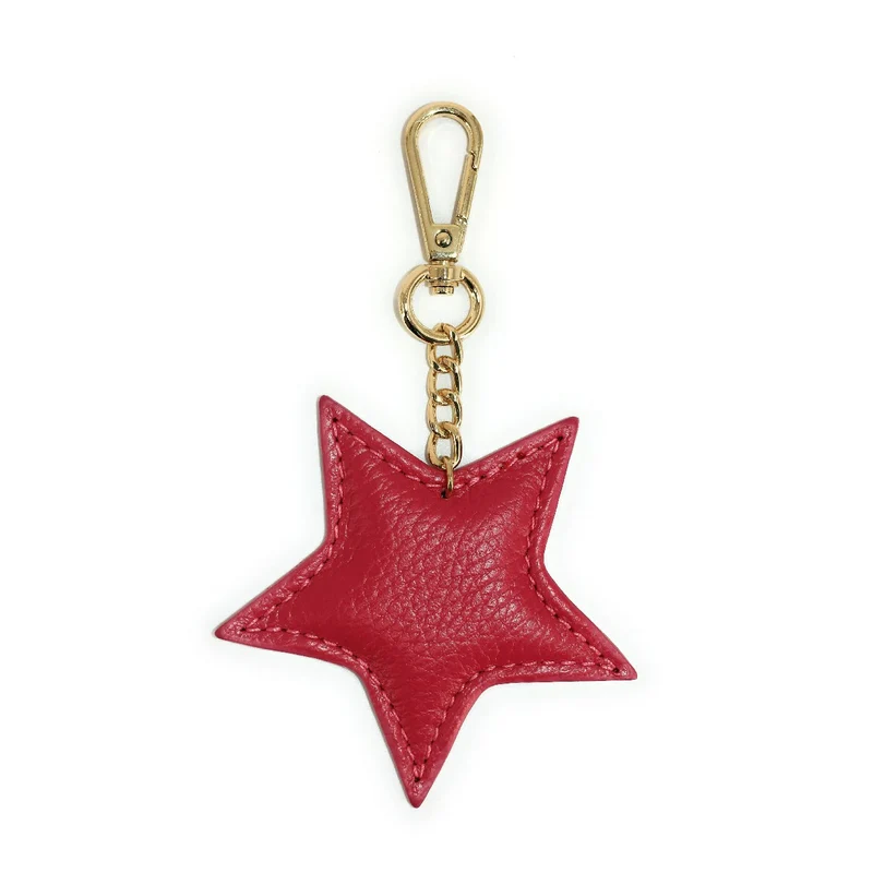 Porte-clés en cuir grainé ETOILE Rose fuchsia