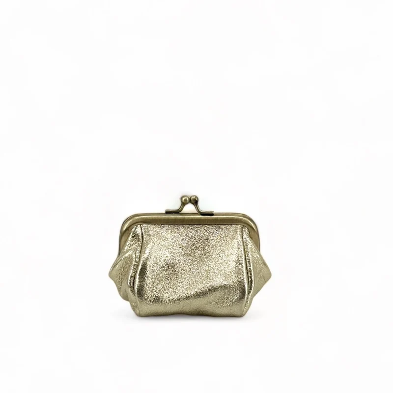 Pochette porte-monnaie en cuir irisé REINETTE Or pâle