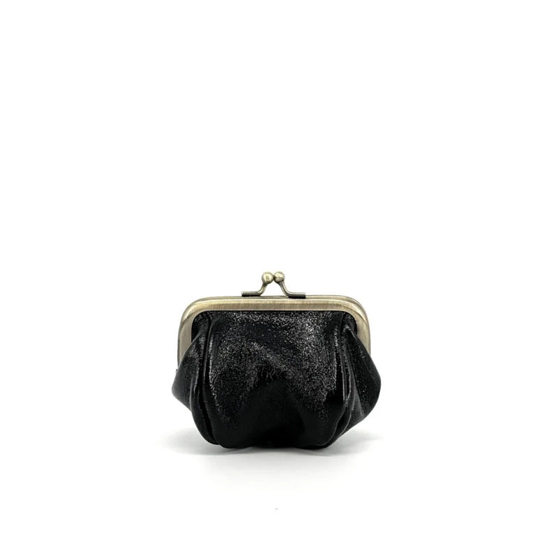 Pochette porte-monnaie en cuir irisé REINETTE Noir irisé