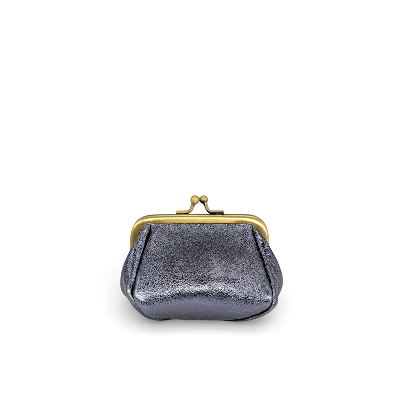 Pochette porte-monnaie en cuir irisé REINETTE Bleu céleste