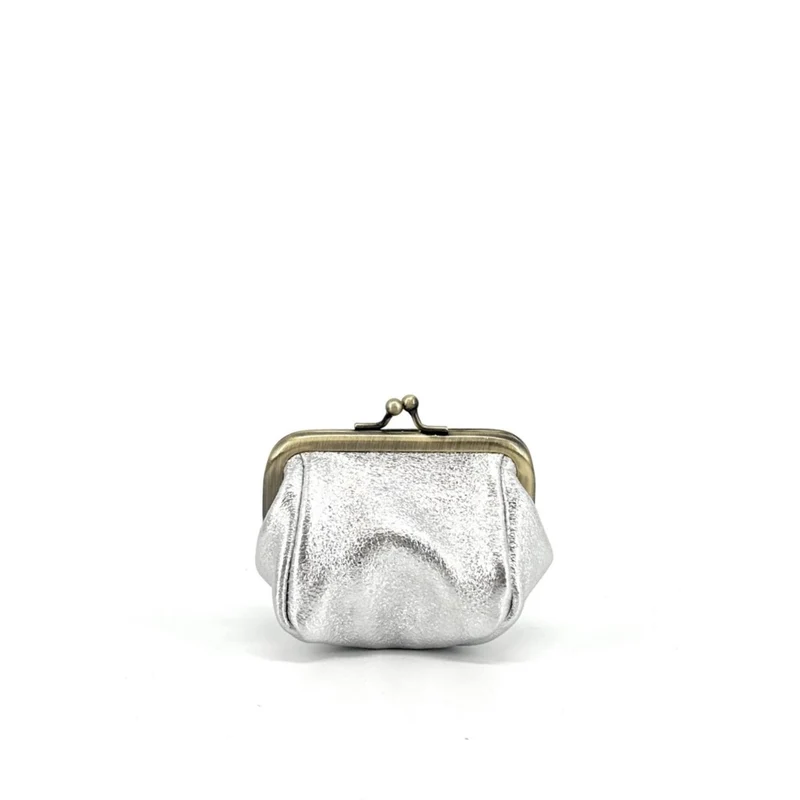 Pochette porte-monnaie en cuir irisé REINETTE Argent clair