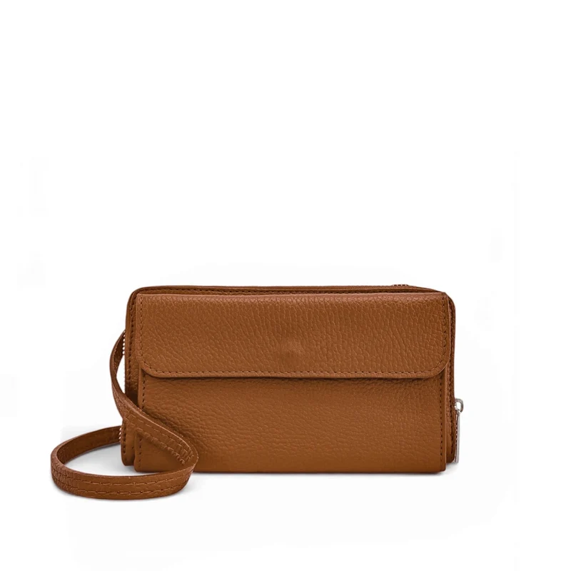 Sac portefeuille à bandoulière en cuir grainé CITY Camel