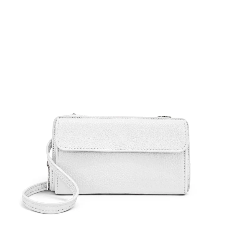 Sac portefeuille à bandoulière en cuir grainé CITY Blanc