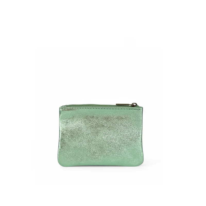 Pochette en cuir irisé GLOW PURSE Vert menthe givrée