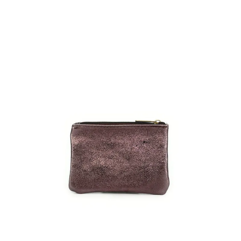 Pochette en cuir irisé GLOW PURSE Marron chocolat irisé